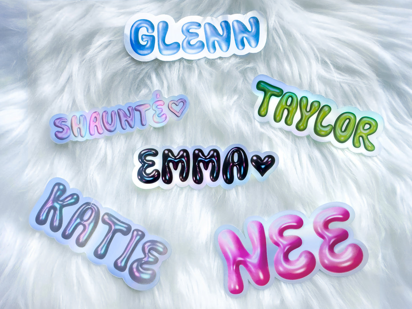 Personalized Metallic Bubble Name Stickers