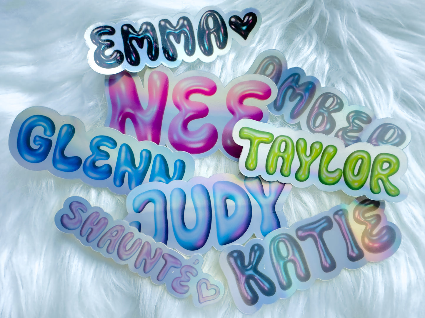 Personalized Metallic Bubble Name Stickers