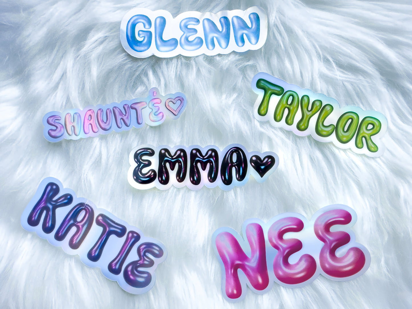 Personalized Metallic Bubble Name Stickers