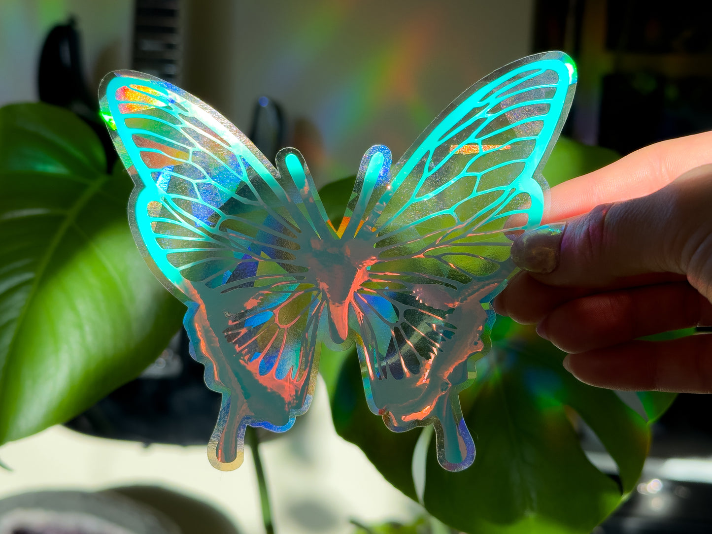 Iridescent Butterfly Rainbow-Making Suncatcher Window Cling