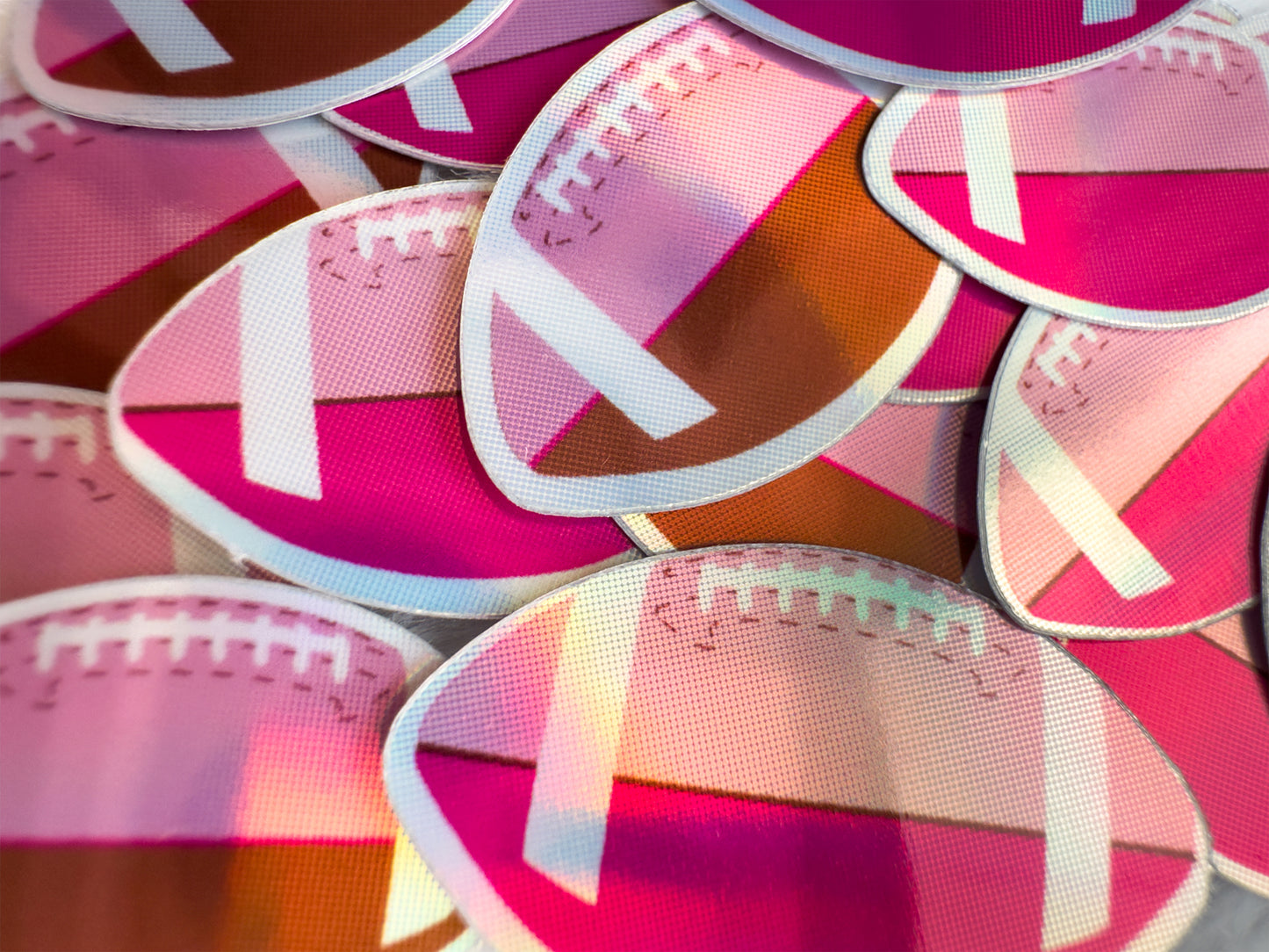 Holographic football holographic sticker pack close up