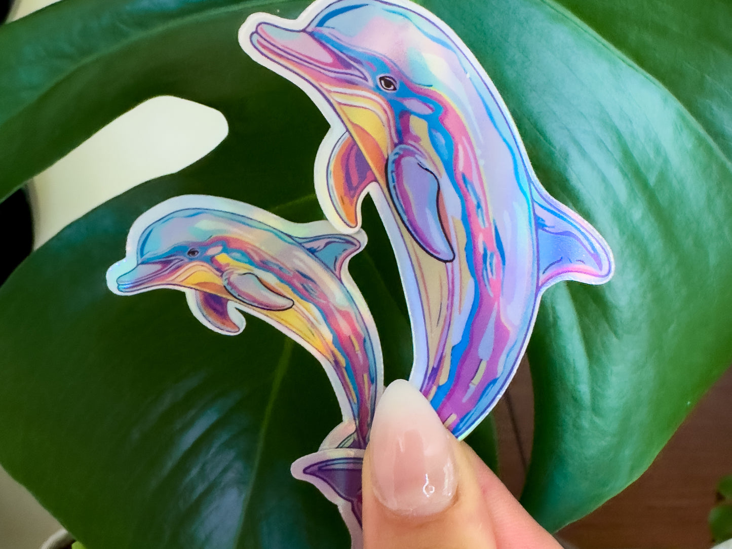 holographic dolphin stickers 2 sizes