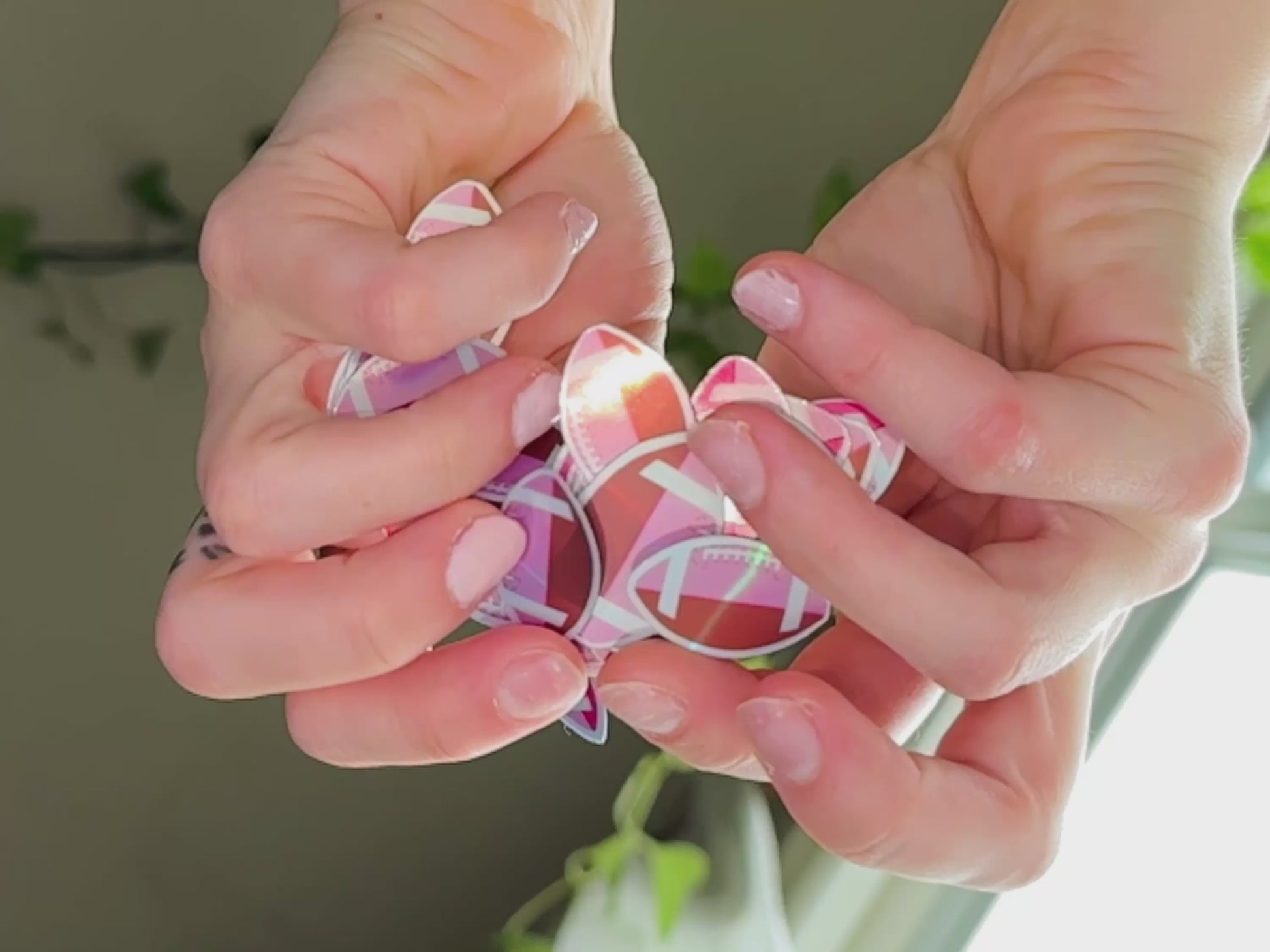 Holographic footballs and heart sticker pack