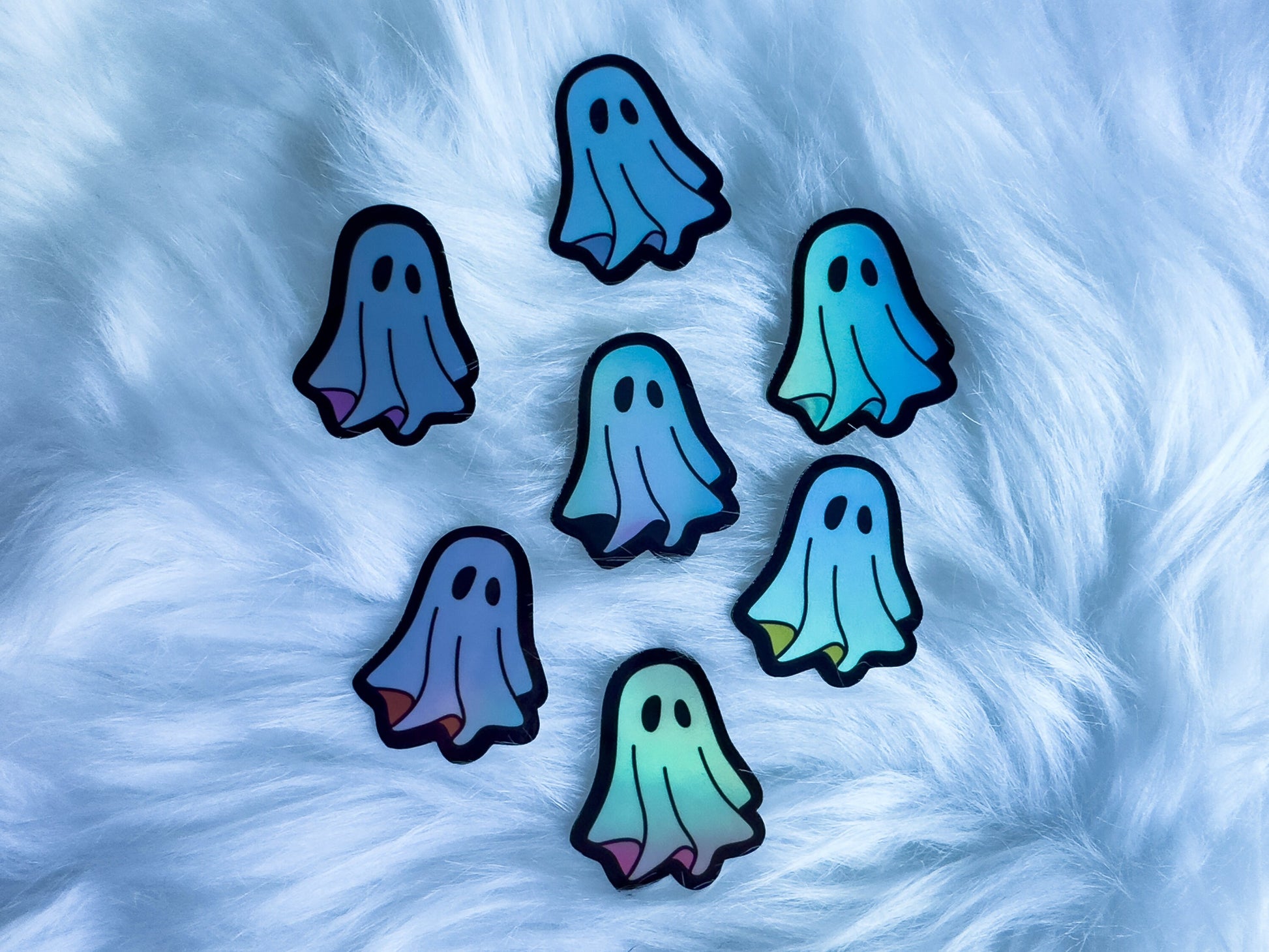 Rainbow Multicolor Cute Iridescent Waterproof Vinyl Sticker Pack Ghosts