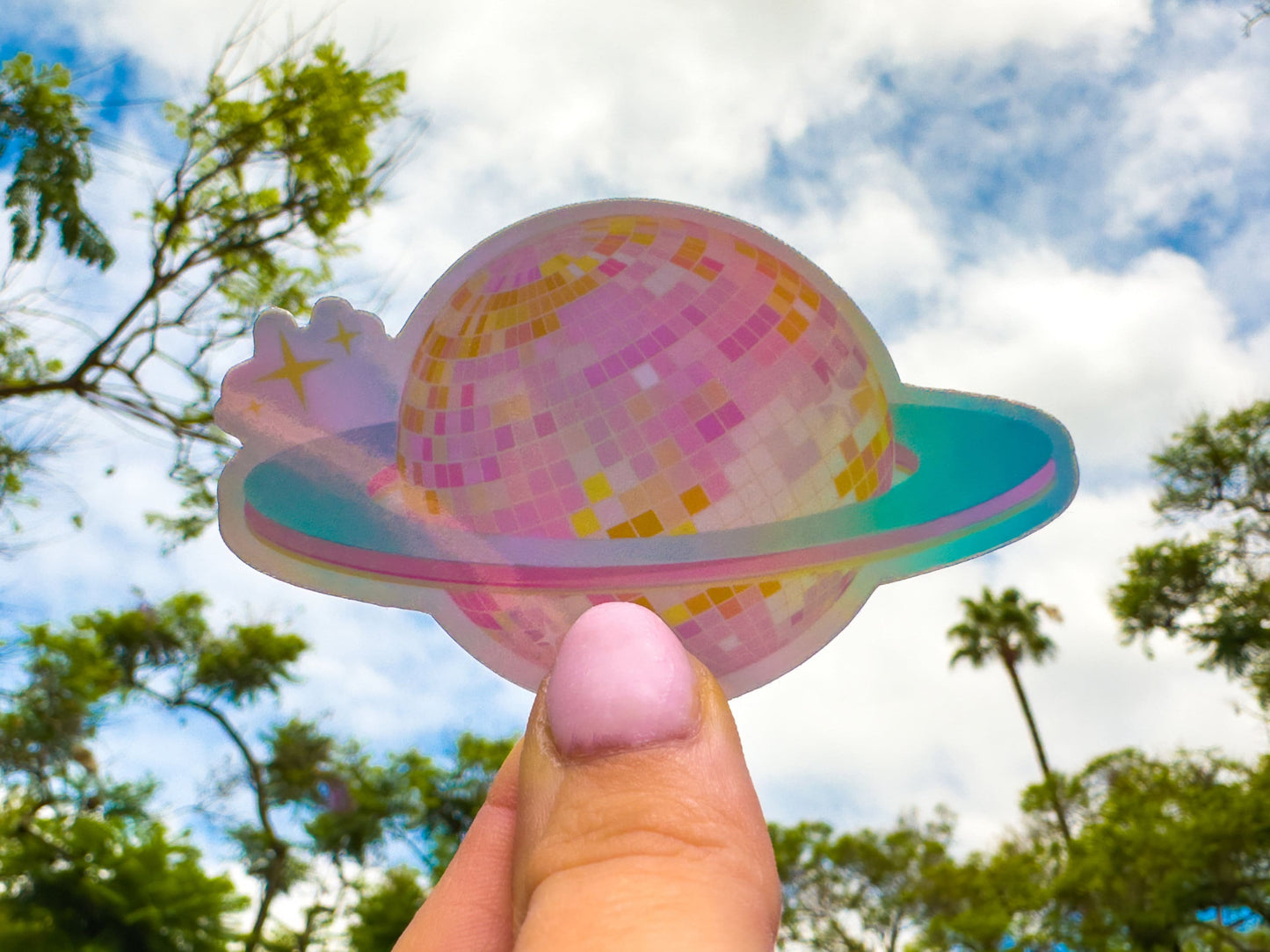 Sparkle Saturn Disco Ball Waterproof Sticker
