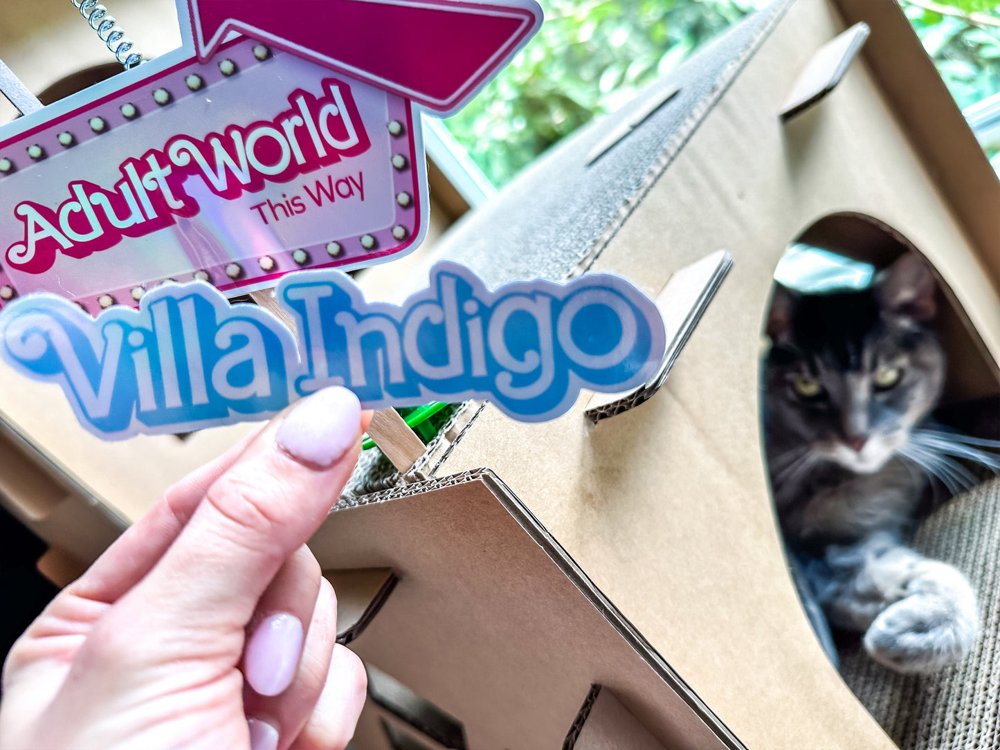 Holographic Custom Name Stickers in Blue