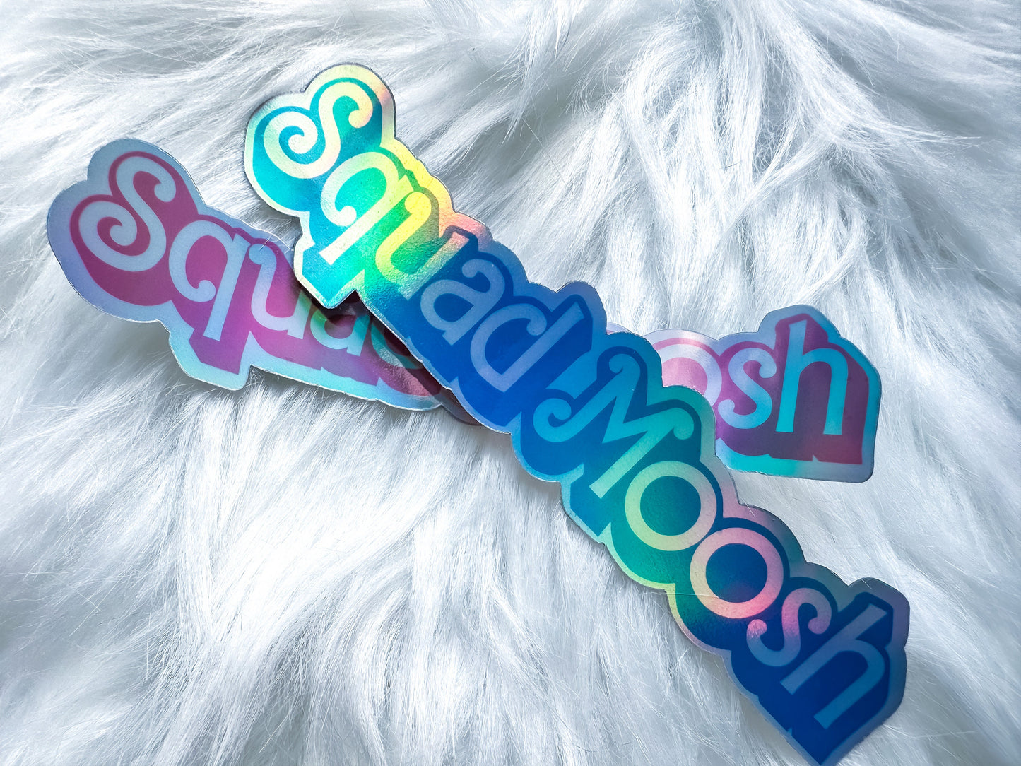 Holographic Custom Name Stickers in Blue