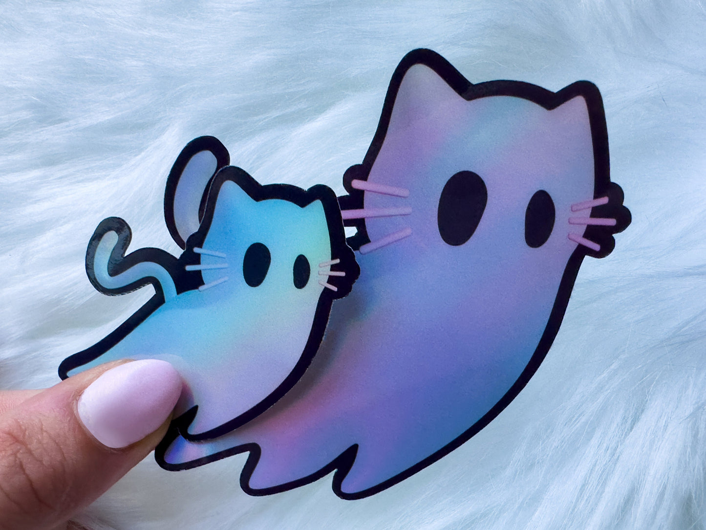 Holographic Ghost Cat Sticker