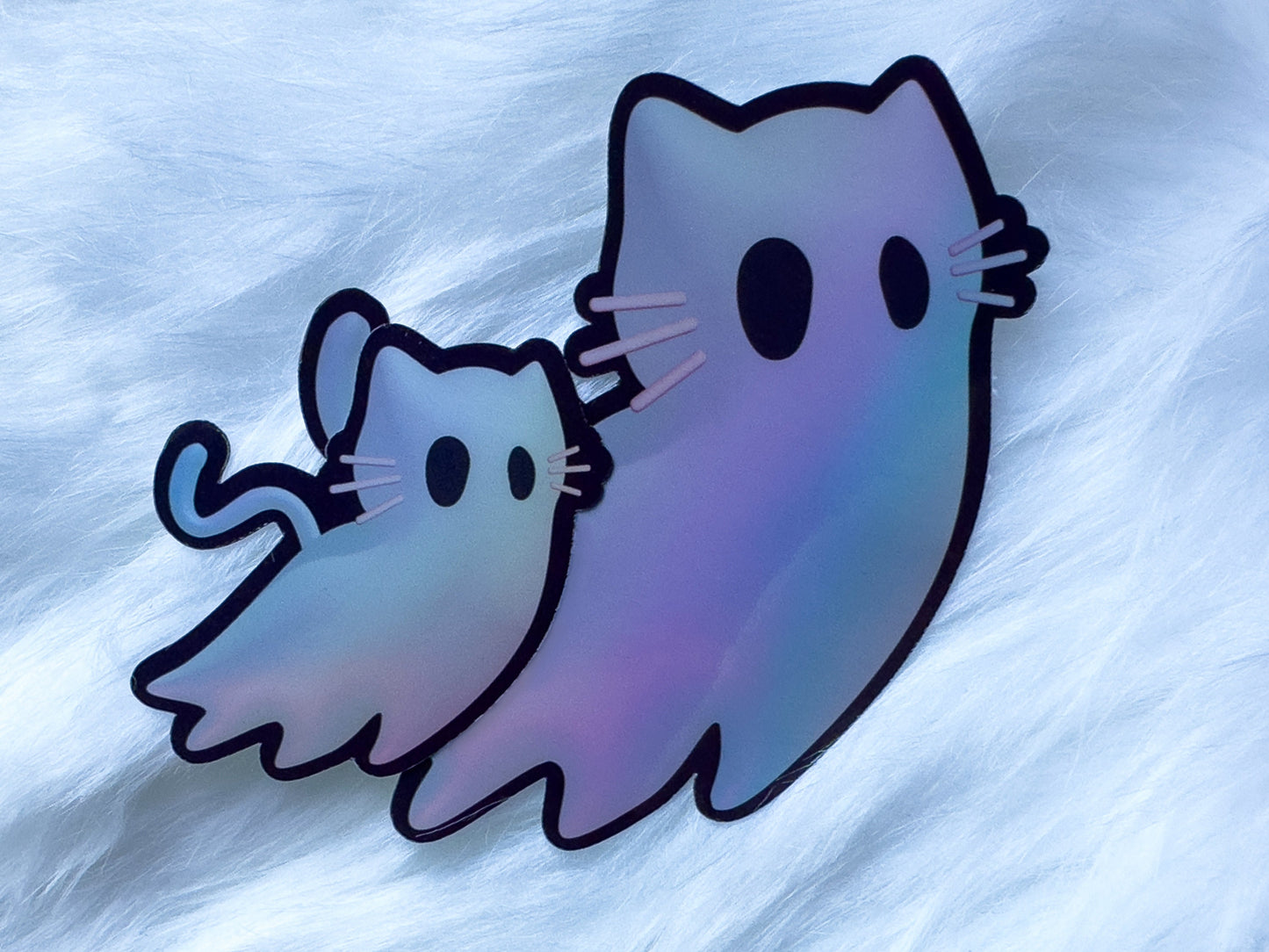 Holographic Ghost Cat Sticker