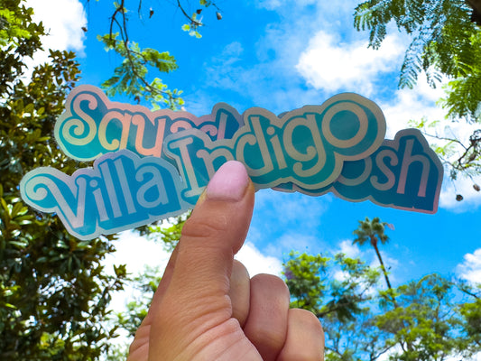 Holographic Custom Name Stickers in Blue