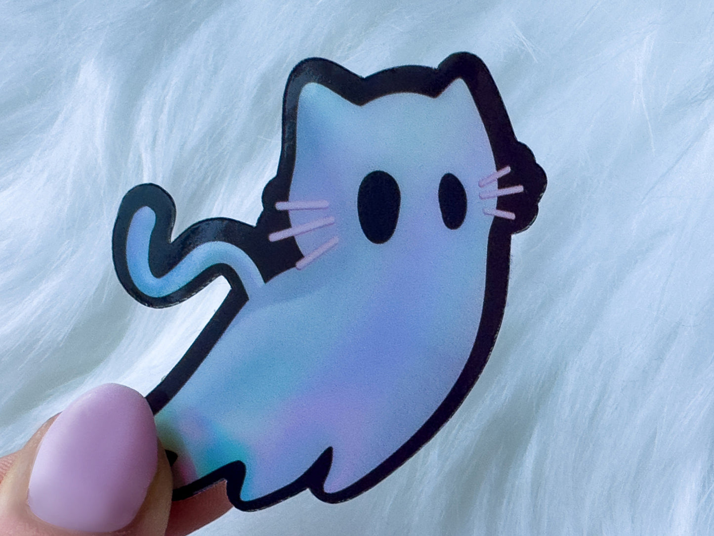 Holographic Ghost Cat Sticker