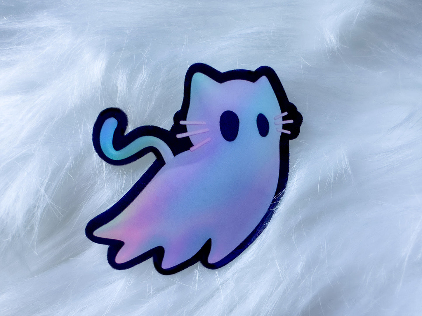 Holographic Ghost Cat Sticker