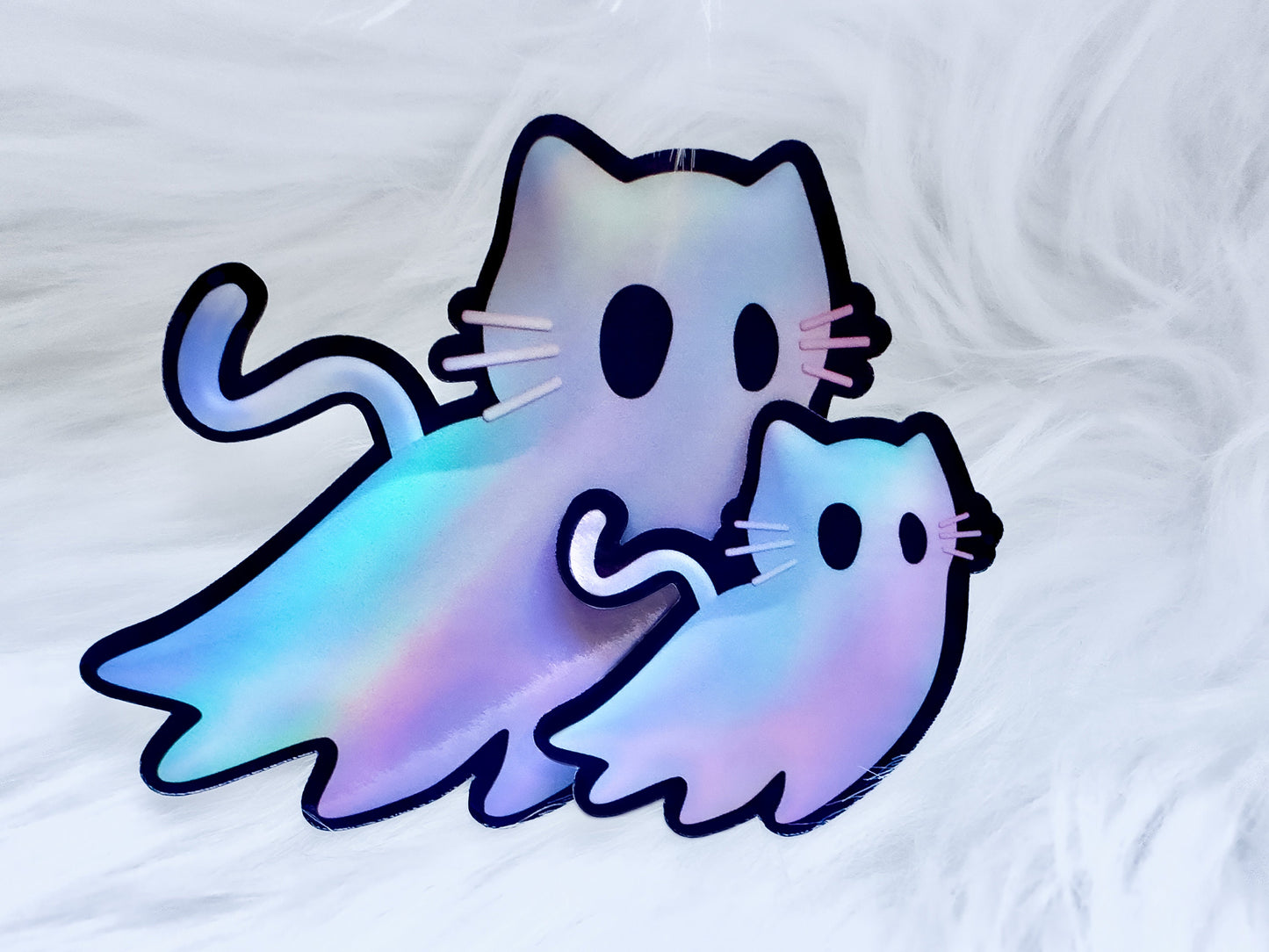 Holographic Ghost Cat Sticker