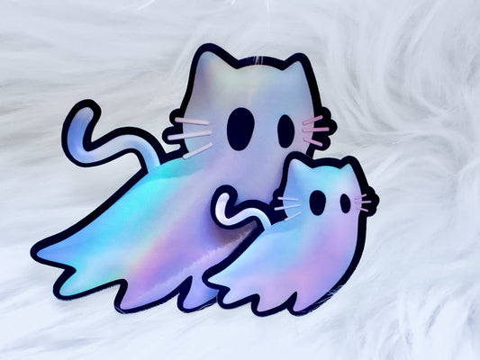 Holographic Ghost Cat Sticker