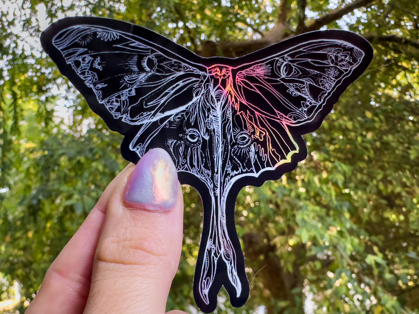 Lunar Moth Holographic Sticker