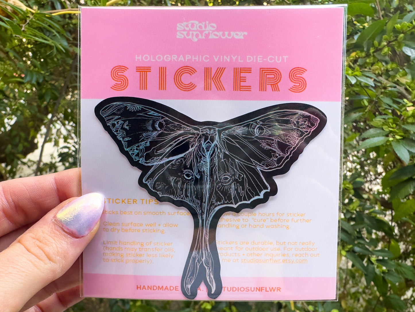 Lunar Moth Holographic Sticker
