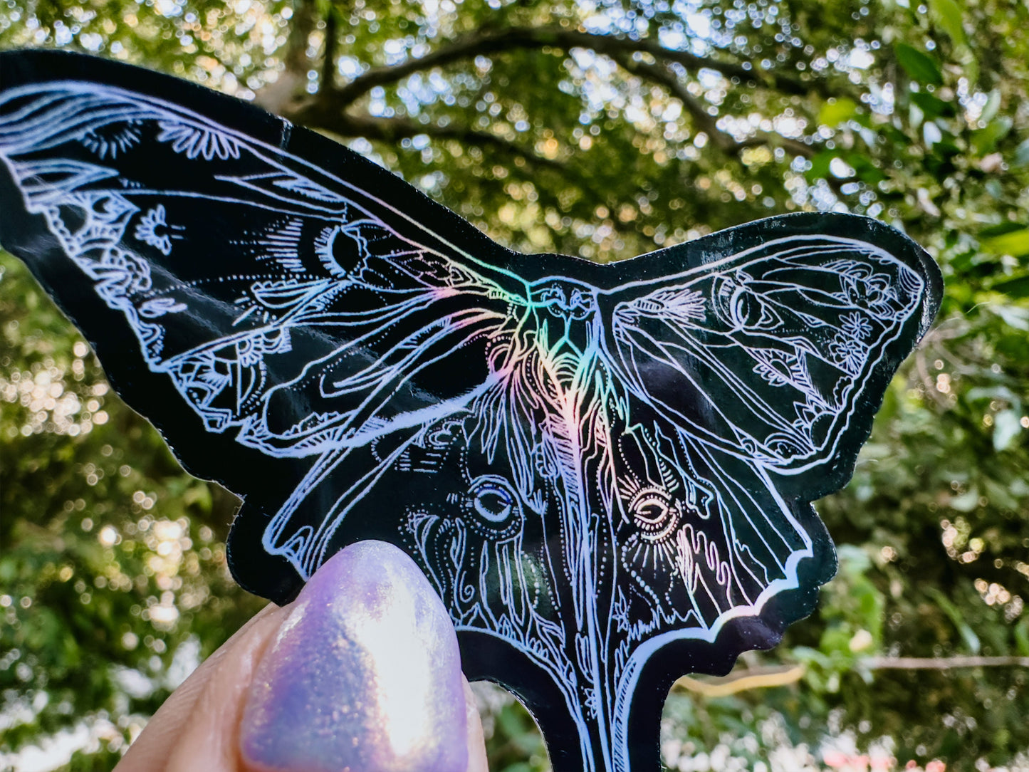 Lunar Moth Holographic Sticker