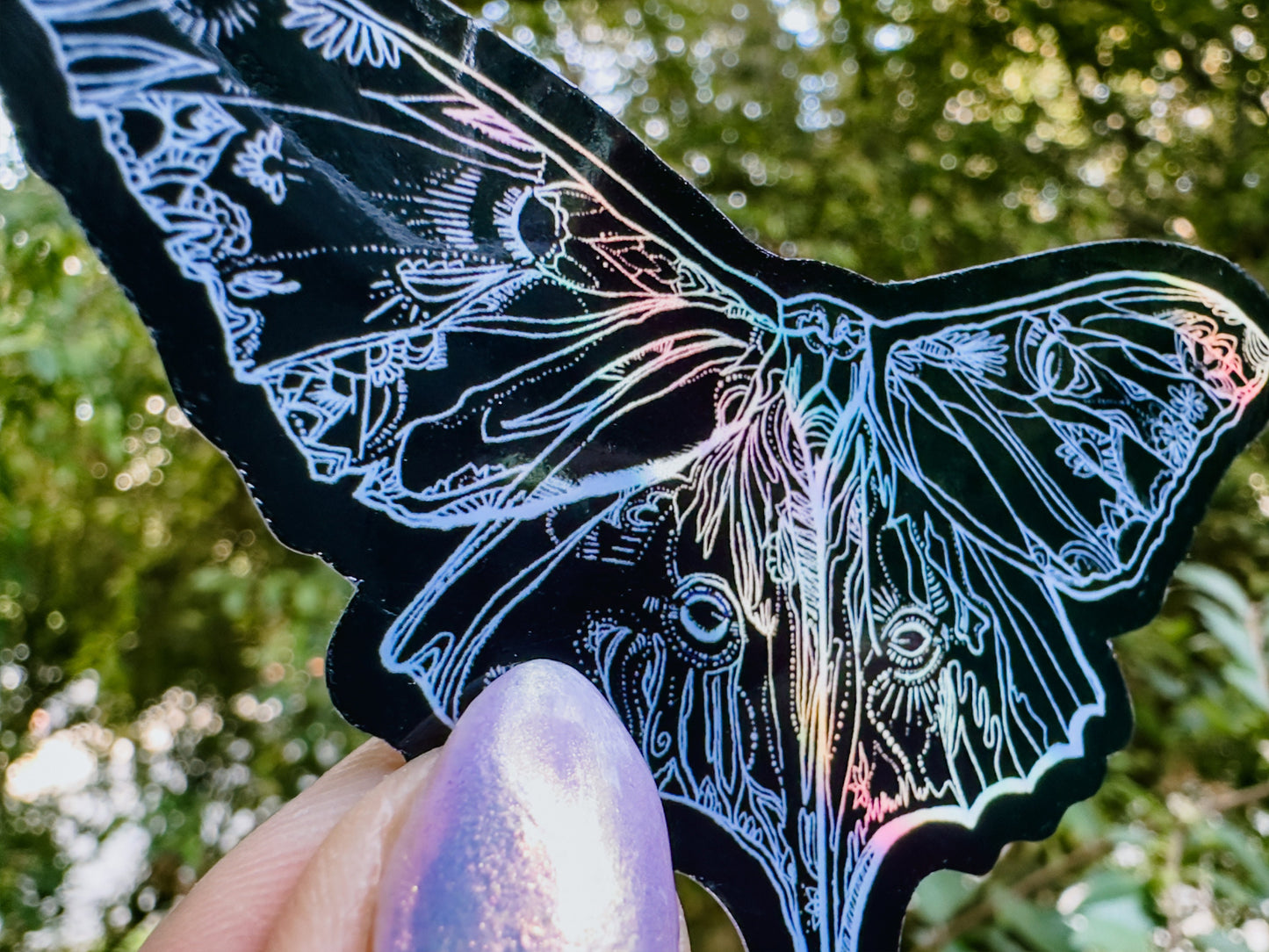 Lunar Moth Holographic Sticker