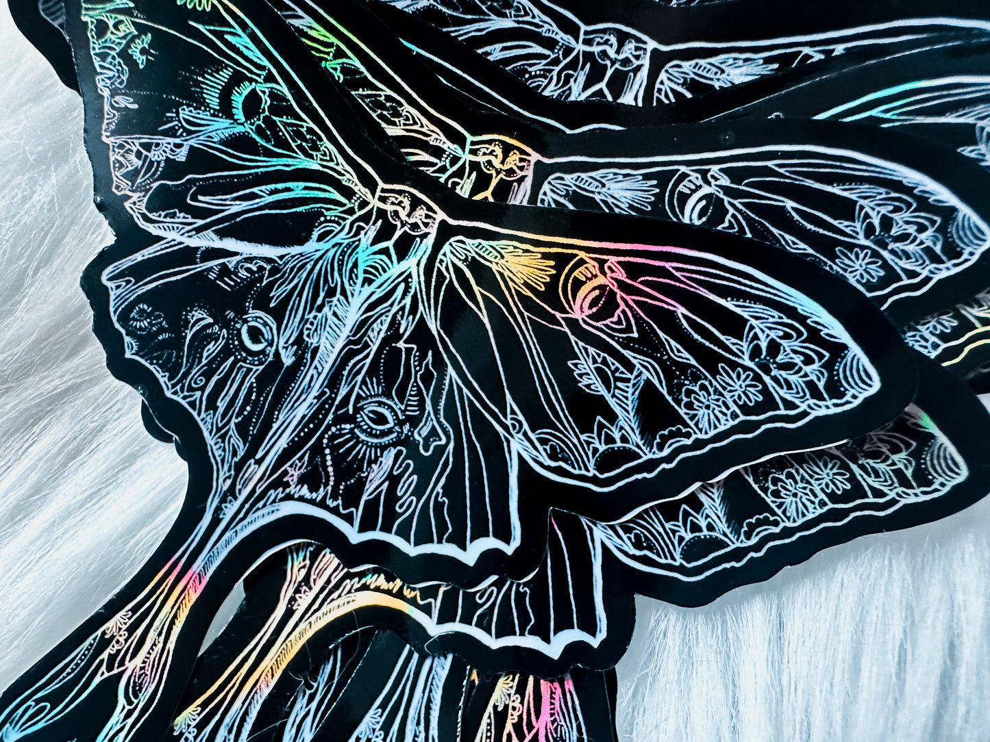Lunar Moth Holographic Sticker