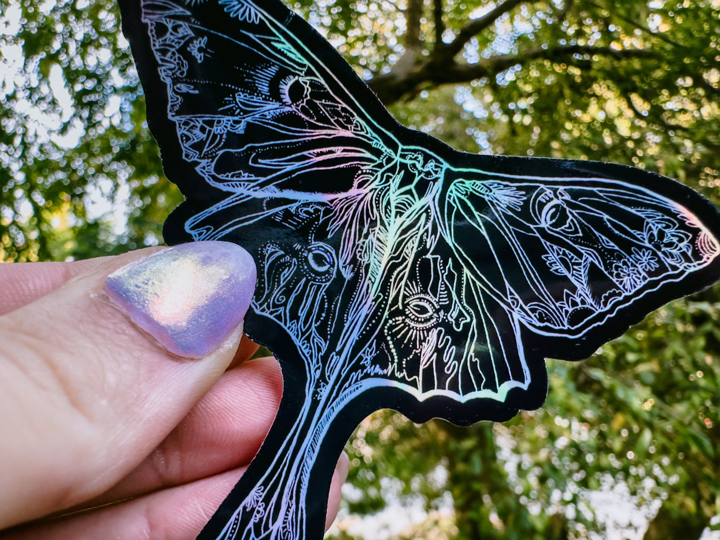 Lunar Moth Holographic Sticker