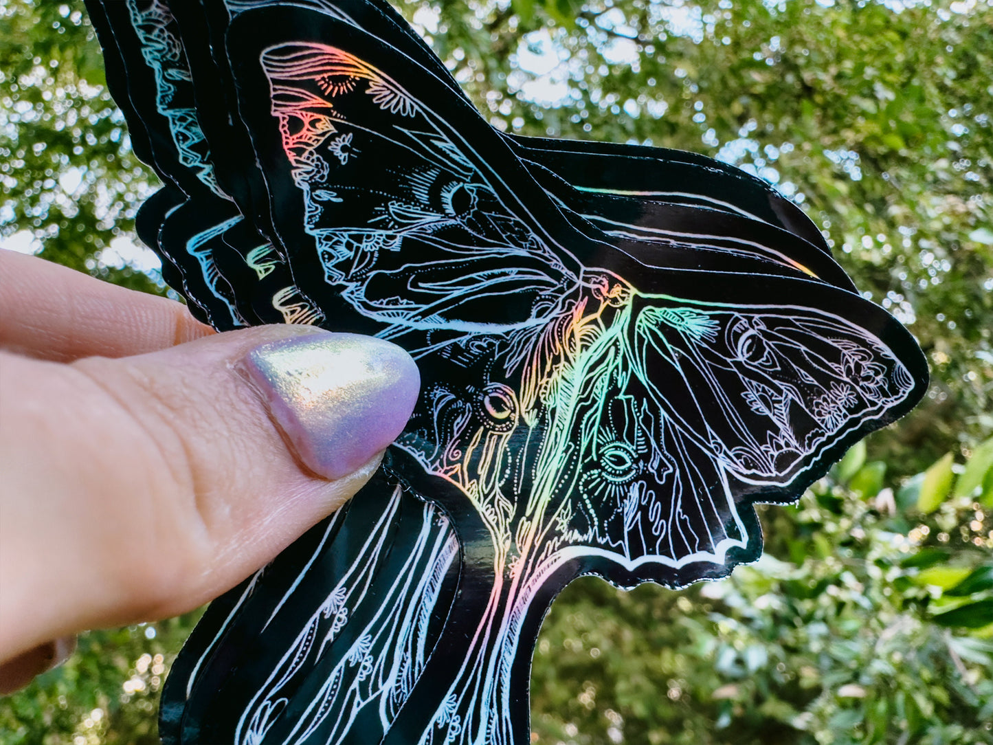 Lunar Moth Holographic Sticker